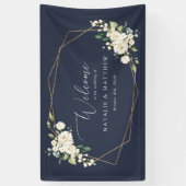 Witte bloemen, Cream Flowers, Weddenschap Spandoek (Verticaal)
