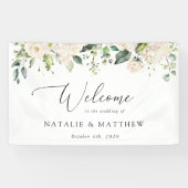 Witte bloemen, Cream Flowers, Weddenschap Spandoek (Horizontaal)