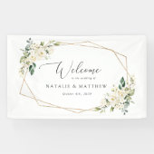 Witte bloemen, Cream Flowers, Weddenschap Spandoek (Horizontaal)