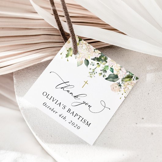 Witte Bloemen, Crème Bloemen, Boho, Bloemendoop Bedankjes Labels