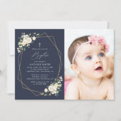 Witte Bloemen, Crème Bloemen, Boho, Bloemendoop Kaart (Voorkant)