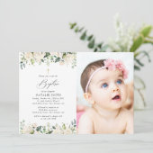 Witte Bloemen, Crème Bloemen, Boho, Bloemendoop Kaart (Staand voorkant)