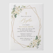 Witte Bloemen, Crème Bloemen, Boho, Bloemendoop Vellum Uitnodigingen (Voorkant)