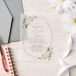 Witte Bloemen, Crème Bloemen, Boho, Bloemendoop Vellum Uitnodigingen
