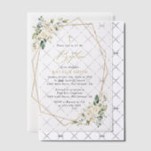 Witte Bloemen, Crème Bloemen, Boho, Bloemendoop Vellum Uitnodigingen (Offset (Uitnodiging))