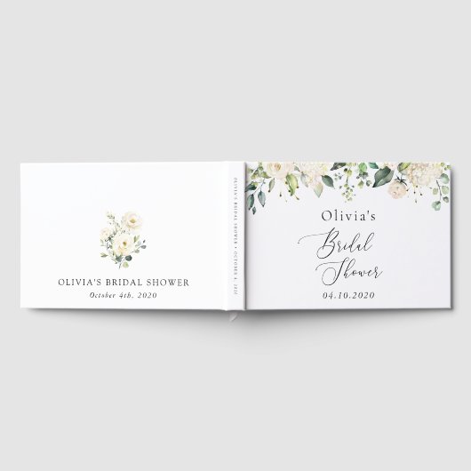 Witte Bloemen, Crème Bloemen, Boho, Bruidsfeest Gastenboek (Volledig)