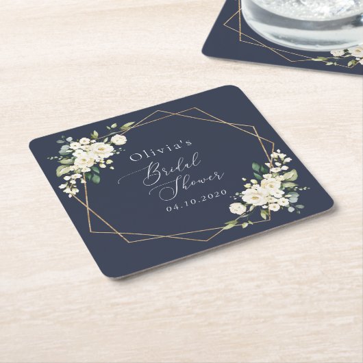 Witte Bloemen, Crème Bloemen, Boho, Bruidsfeest Kartonnen Onderzetters (Schuin)