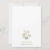 Witte Bloemen, Crème Bloemen, Boho, Communie Kaart (Achterkant)
