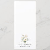 Witte Bloemen, Crème Bloemen, Boho, Doop Menu (Achterkant)
