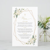 Witte Bloemen, Crème Bloemen, Boho, Doopmenu (Staand voorkant)