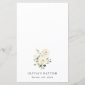 Witte Bloemen, Crème Bloemen, Boho, Doopmenu (Achterkant)