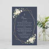 Witte Bloemen, Crème Bloemen, Boho, Doopmenu (Staand voorkant)