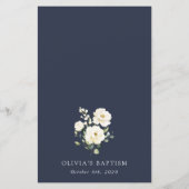 Witte Bloemen, Crème Bloemen, Boho, Doopmenu (Achterkant)