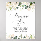 Witte Bloemen, Crème Bloemen, Boho, Mimosa Bar Poster (Voorkant)