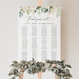 Witte Bloemen, Crème Bloemen, Boho, Zitplaatskaart Poster