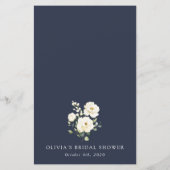 Witte Bloemen, Crème Bloemen, Bruidsfeest Menu (Achterkant)