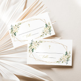 Witte Bloemen, Crème Bloemen, Groene Bladeren, Doo Plaatskaartje