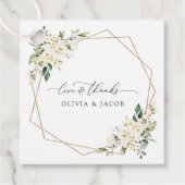 Witte Bloemen, Crème Bloemen, Groene Elementen, Tr Bedankjes Labels (Voorkant)