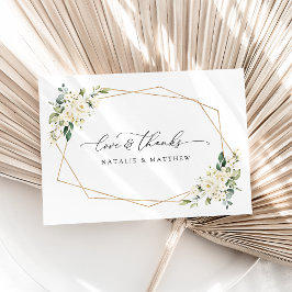 Witte bloemen, Crème bloemen, Groene planten, Trou Bedankkaart