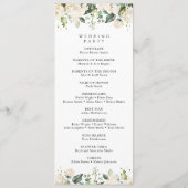 Witte Bloemen, Crème Bloemen, Huwelijksprogramma Programmakaart (Achterkant)