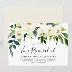 Witte Bloemen & Crème Elegante Geloftevernieuwing Kaart