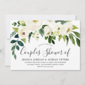 Witte Bloemen & Crème Elegante Koppels Bruisbad Kaart (Voorkant)