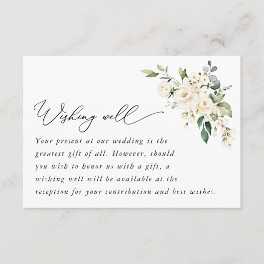 Witte bloemen, crèmebloemen, Boho, goed wensen Informatiekaartje (Voorkant)