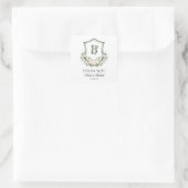 Witte Bloemen Crest Bruiloft Dank u Vierkante Sticker (Tas)