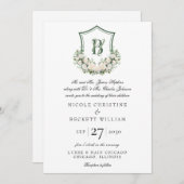 Witte Bloemen Crest Bruiloft Kaart (Voorkant / Achterkant)