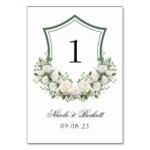 Witte Bloemen Crest Bruiloft Kaart (Voorkant)