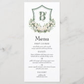 Witte Bloemen Crest Bruiloft Menu (Voorkant)