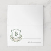 Witte Bloemen Crest Bruiloft Plaatskaartje (Buitenkant ongevouwen)