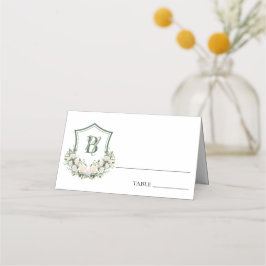 Witte Bloemen Crest Bruiloft Plaatskaartje