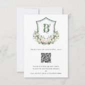 Witte Bloemen Crest Bruiloft RSVP Kaartje (Voorkant)