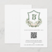Witte Bloemen Crest Bruiloft RSVP Kaartje (Voorkant / Achterkant)