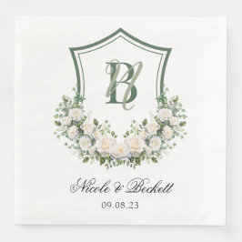 Witte Bloemen Crest Bruiloft Servet