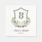 Witte Bloemen Crest Bruiloft Servet (Voorkant)