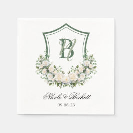 Witte Bloemen Crest Bruiloft Servet