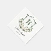 Witte Bloemen Crest Bruiloft Servet (Hoek)