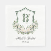 Witte Bloemen Crest Bruiloft Servet (Voorkant)