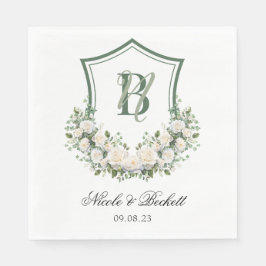 Witte Bloemen Crest Bruiloft Servet