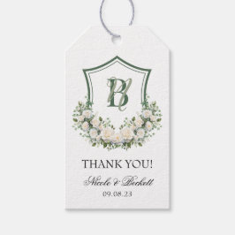 Witte Bloemen Crest Trouw Trouwkaart Cadeaulabel