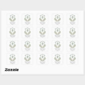 Witte Bloemen Crest Trouw Trouwkaart Vierkante Sticker (Vel)
