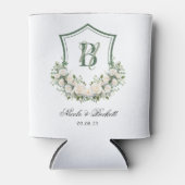 Witte Bloemen Crest Trouwkoeler Blikjeskoeler (Voorkant)