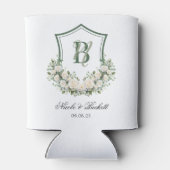 Witte Bloemen Crest Trouwkoeler Blikjeskoeler (Achterkant)
