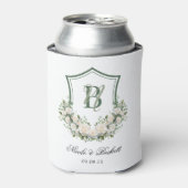 Witte Bloemen Crest Wedding Cooler (Blikje Voorkant)