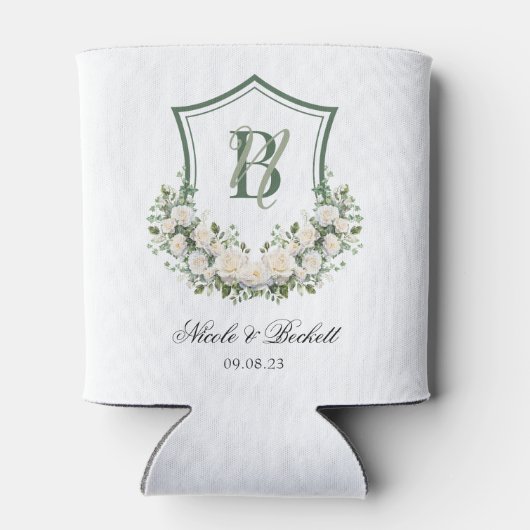 Witte Bloemen Crest Wedding Cooler (Achterkant)