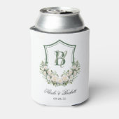 Witte Bloemen Crest Wedding Cooler (Blikje Achterkant)