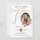 Witte Bloemen Custom Foto 80e Verrassing Verjaarda Kaart (Voorkant)