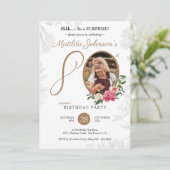 Witte Bloemen Custom Foto 80e Verrassing Verjaarda Kaart (Staand voorkant)